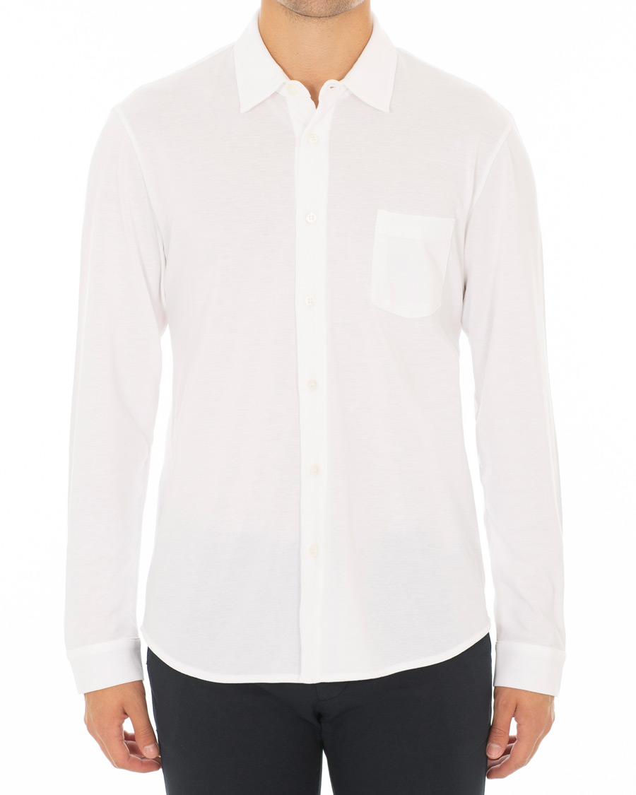Mies | Kauluspaidat | Sunspel | Long Sleeve Pique Shirt White