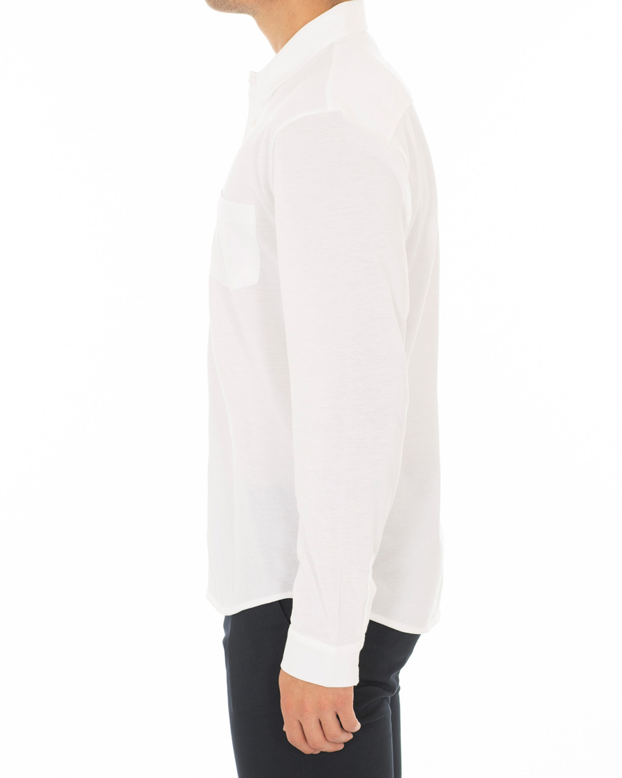 Mies | Kauluspaidat | Sunspel | Long Sleeve Pique Shirt White