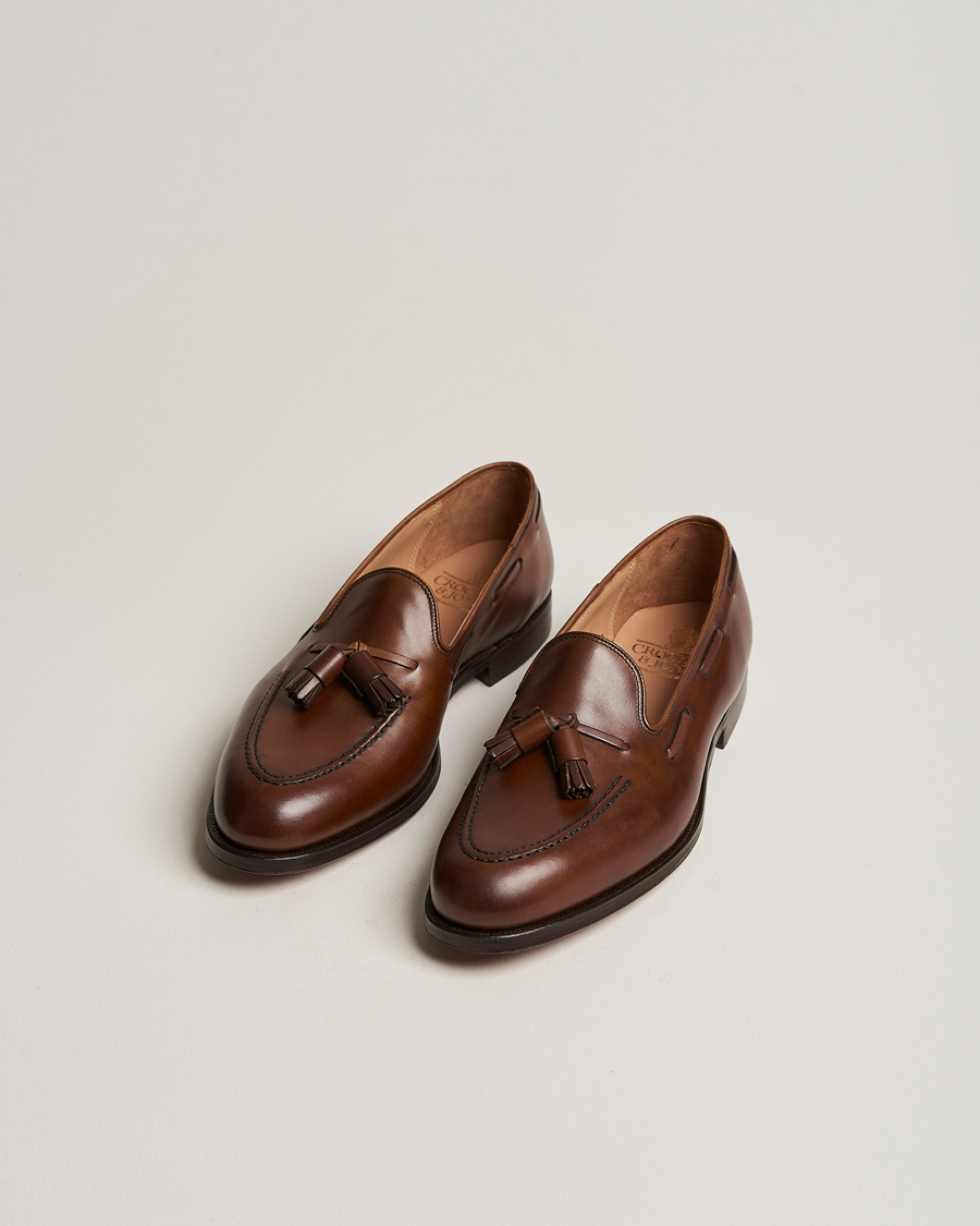 Mies | Käsintehdyt kengät | Crockett & Jones | Cavendish Tassel Loafer Dark Brown Calf