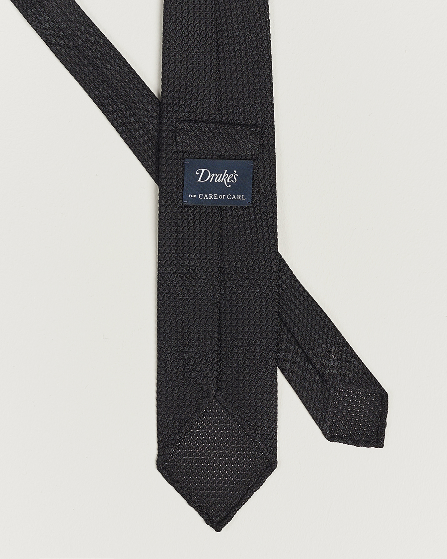 Mies | Solmiot | Drake's | Silk Grenadine Handrolled 8 cm Tie Black