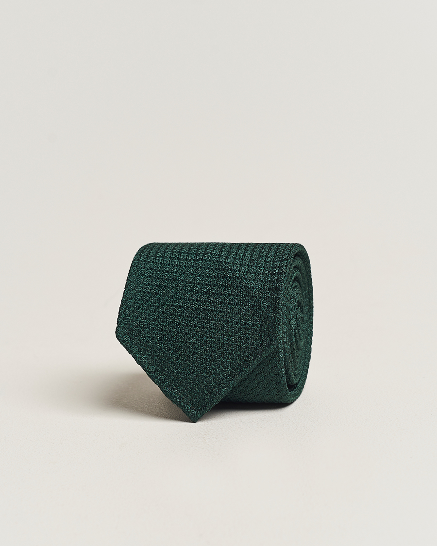 Mies | Solmiot | Drake's | Large Knot Handrolled Grenadine Silk Tie Green