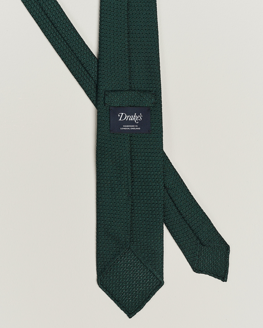 Mies | Drake's Silk Grenadine Handrolled 8 cm Tie Green | Drake's | Silk Grenadine Handrolled 8 cm Tie Green