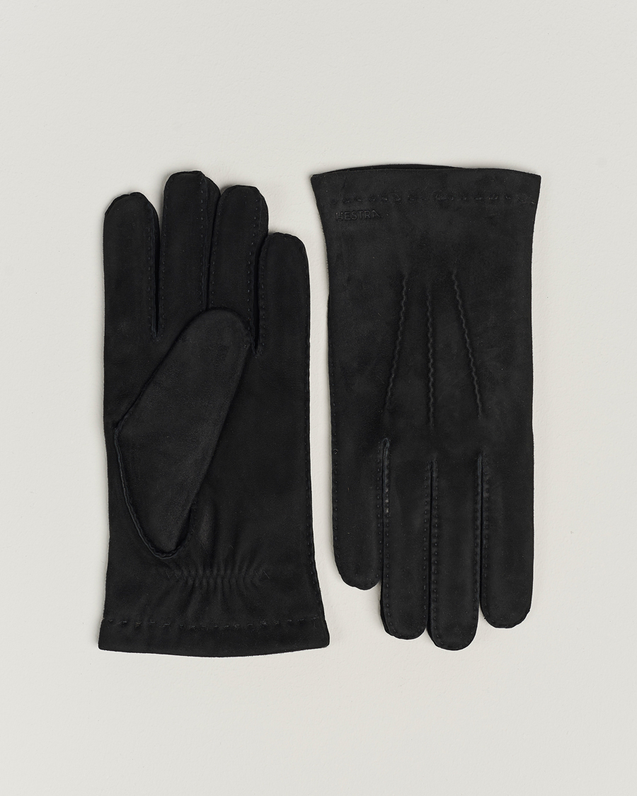 Mies |  | Hestra | Arthur Wool Lined Suede Glove Black