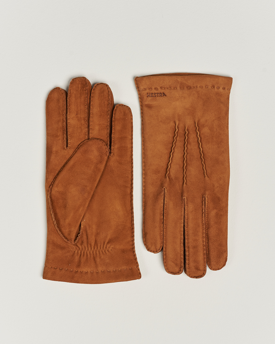 Mies | Hestra Arthur Wool Lined Suede Glove Cognac | Hestra | Arthur Wool Lined Suede Glove Cognac