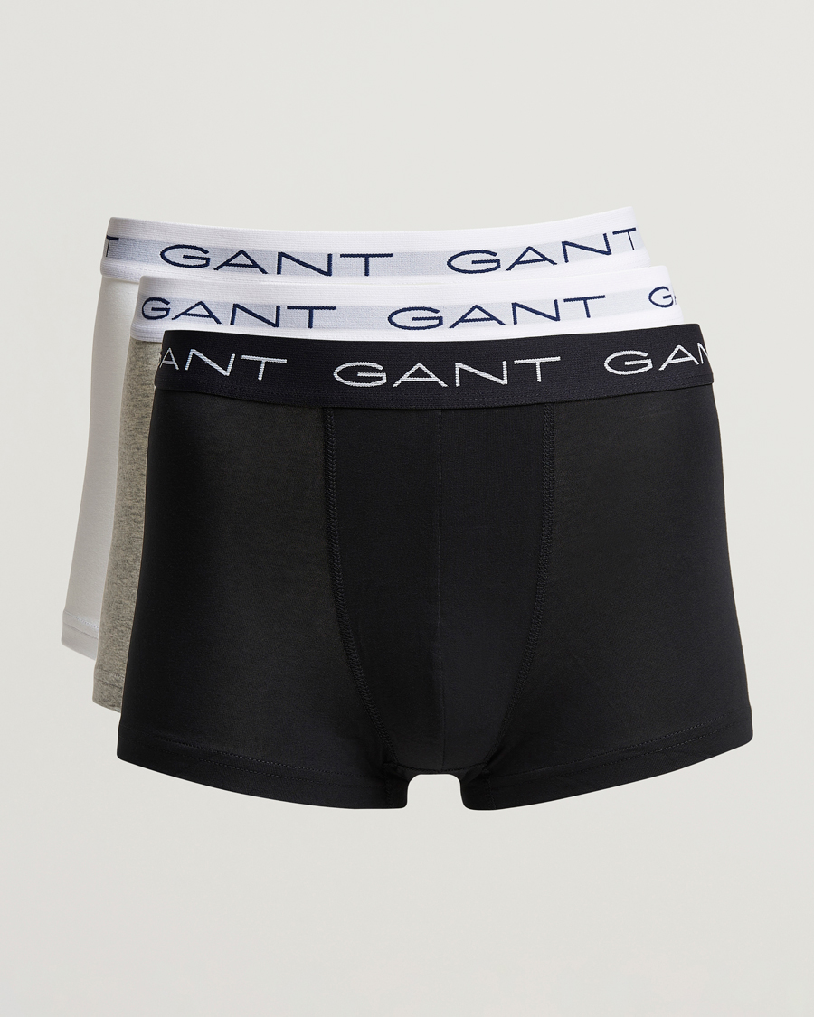 Miehet |  | GANT | 3-Pack Trunk Boxer White/Black/Grey Melange