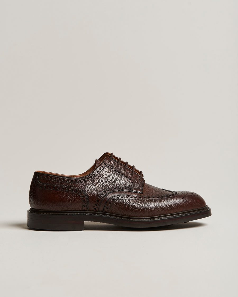 Mies | Brogue-kengät | Crockett & Jones | Pembroke Derbys Dark Brown Grained Calf