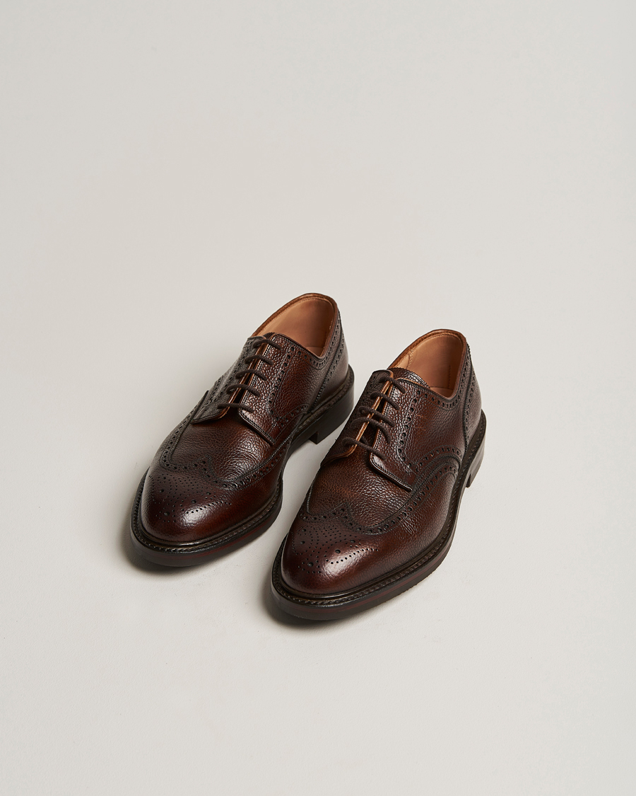 Mies | Brogue-kengät | Crockett & Jones | Pembroke Derbys Dark Brown Grained Calf