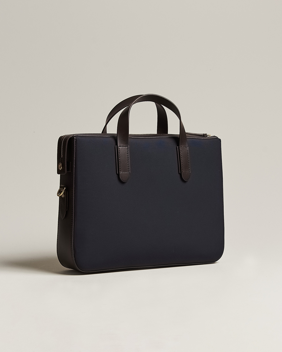 Mies | Mismo M/S Canvas Briefcase Navy/Dark Brown | Mismo | M/S Canvas Briefcase Navy/Dark Brown