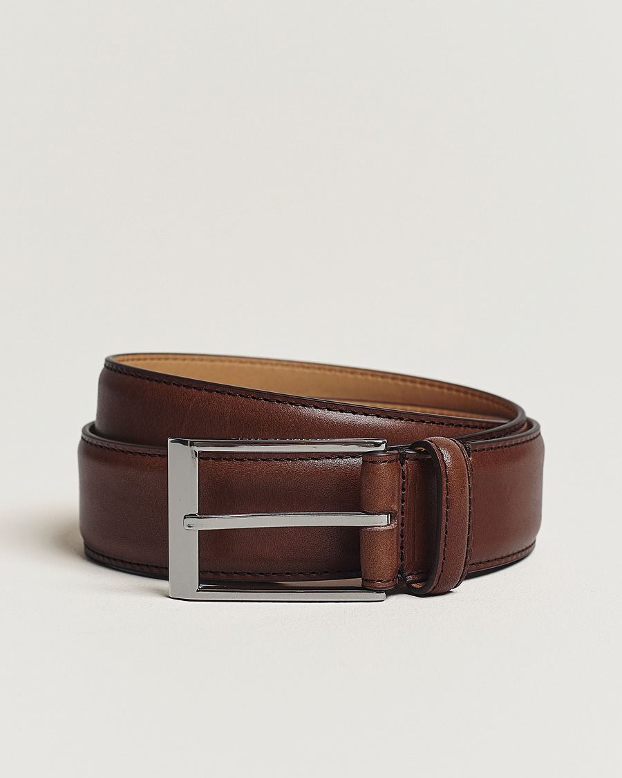 Mies | Vyöt | Tiger of Sweden | Helmi Leather 3,5 cm Belt Brown