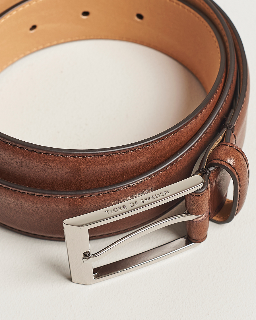 Mies | Vyöt | Tiger of Sweden | Helmi Leather 3,5 cm Belt Brown