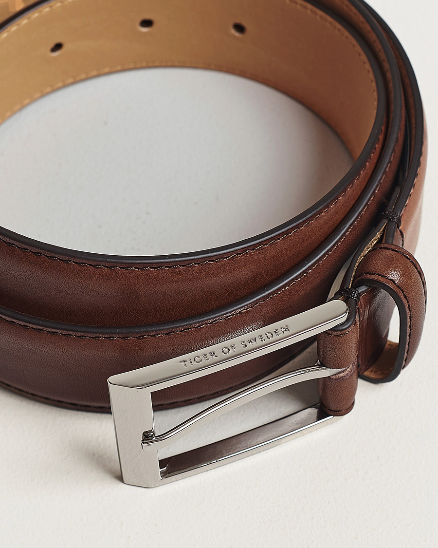 Mies | Vyöt | Tiger of Sweden | Helmi Leather 3,5 cm Belt Brown