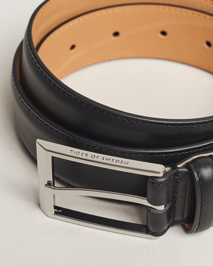 Mies | Vyöt | Tiger of Sweden | Helmi Leather 3,5 cm Belt Black