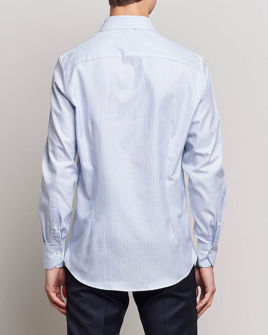 Mies | Kauluspaidat | Stenströms | 1899 Slimline Supima Cotton Striped Shirt White/Blue