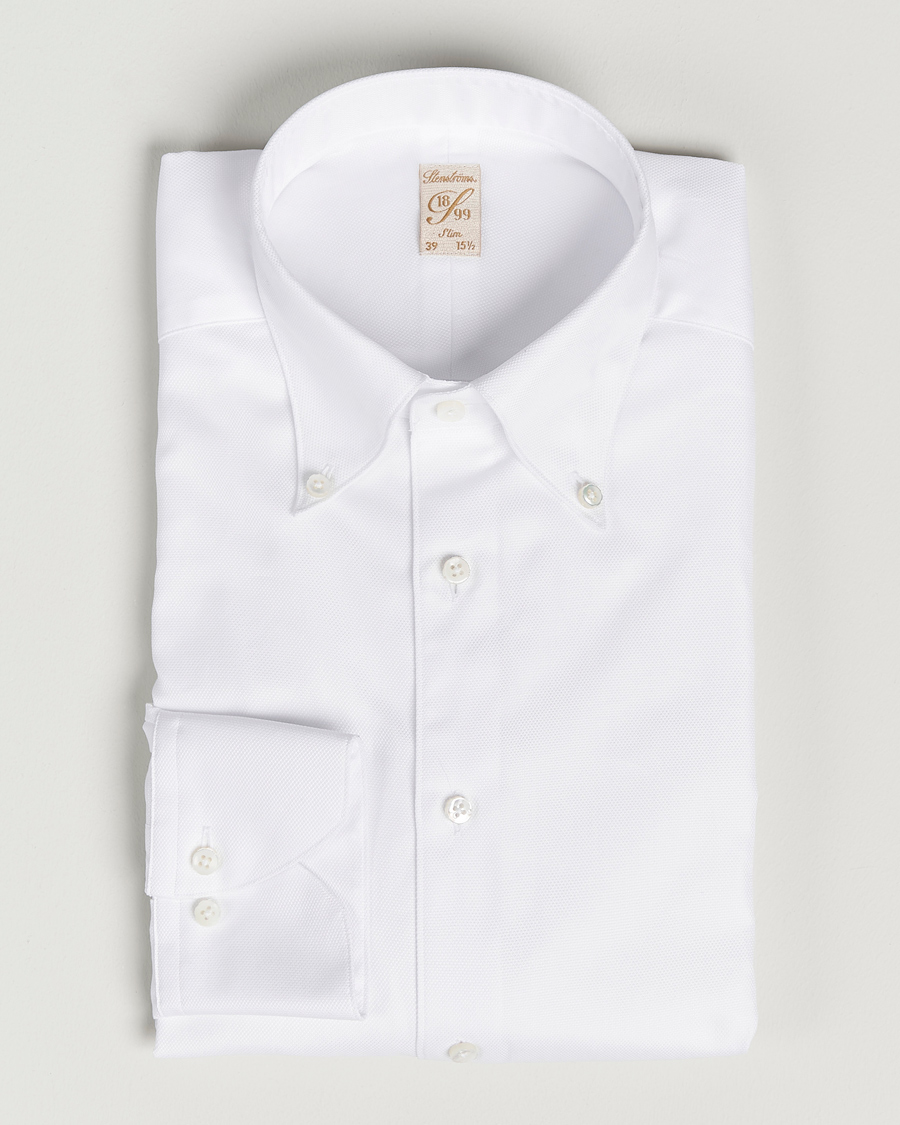 Mies | Bisnespaidat | Stenströms | 1899 Slimline Supima Cotton Structure Shirt White