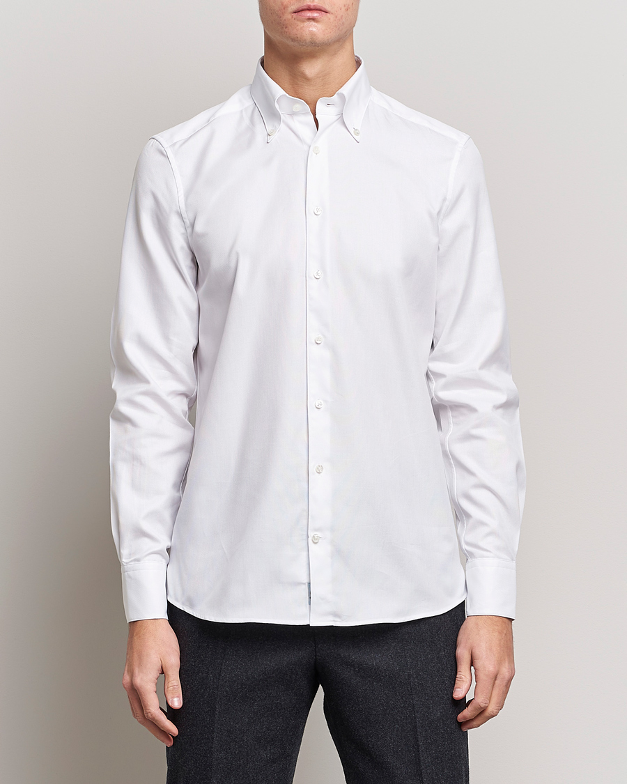 Mies | Viralliset | Stenströms | 1899 Slimline Supima Cotton Structure Shirt White