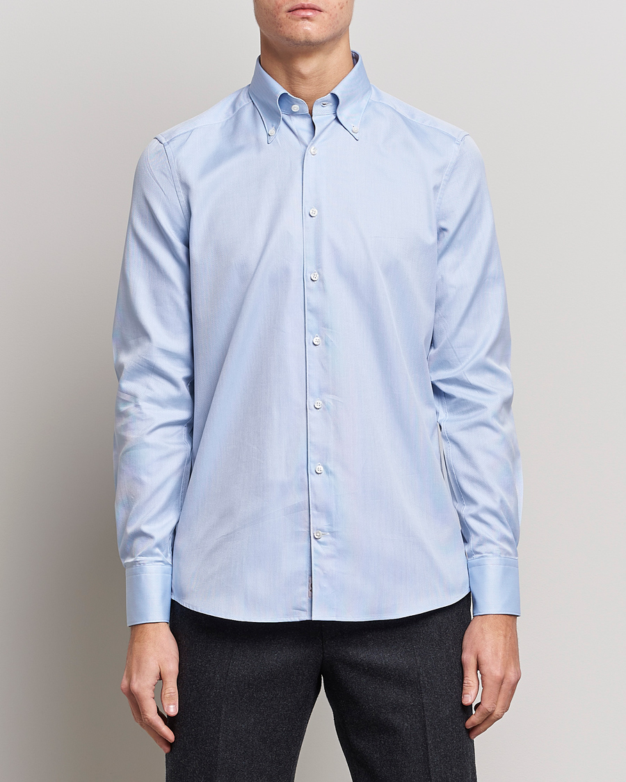 Mies | Kauluspaidat | Stenströms | 1899 Slimline Supima Cotton Structure Shirt Blue
