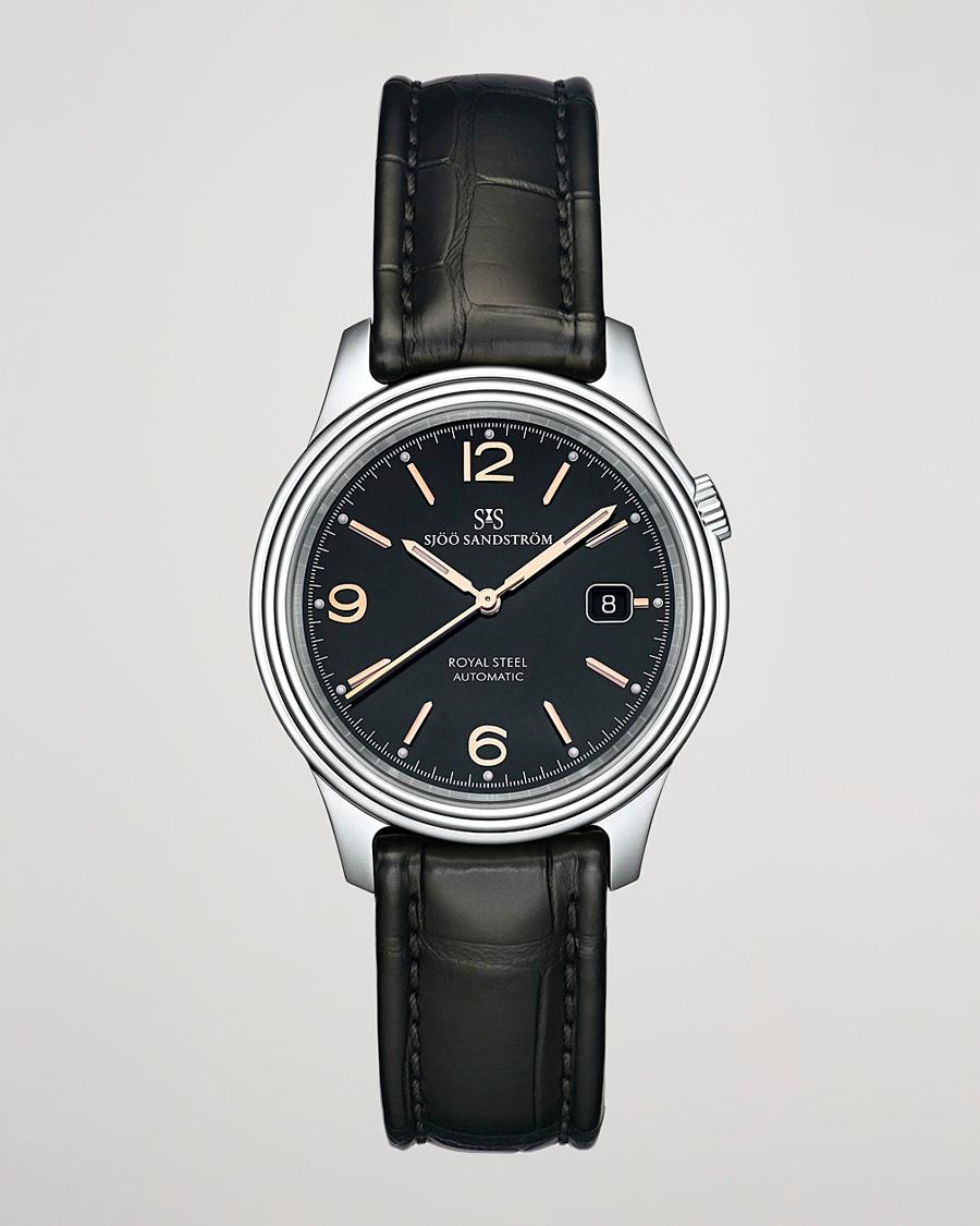 Mies | Sjöö Sandström Royal Steel Classic 41mm Black and Black Alligator | Sjöö Sandström | Royal Steel Classic 41mm Black and Black Alligator