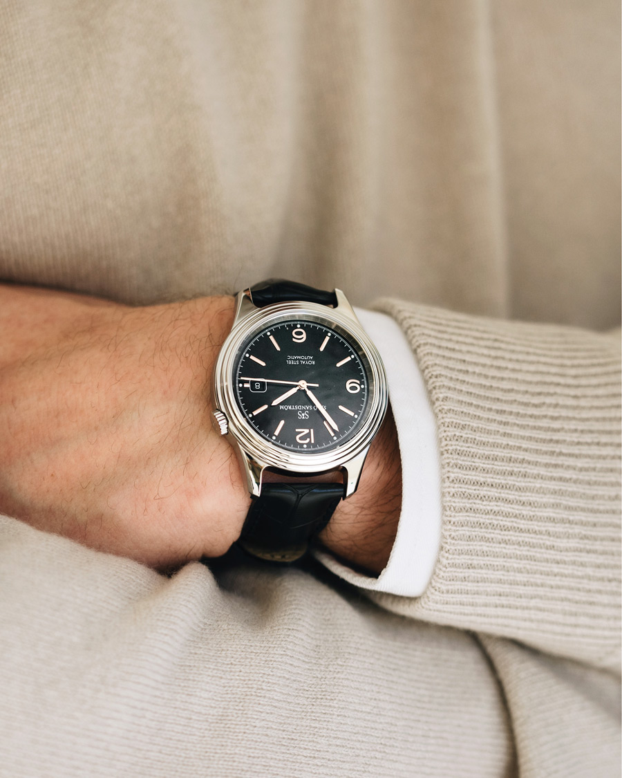 Mies | Sjöö Sandström Royal Steel Classic 41mm Black and Black Alligator | Sjöö Sandström | Royal Steel Classic 41mm Black and Black Alligator