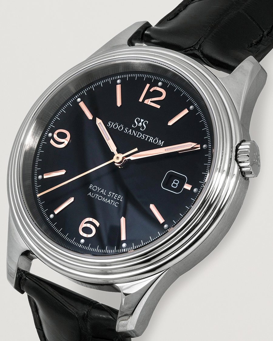 Mies | Sjöö Sandström Royal Steel Classic 41mm Black and Black Alligator | Sjöö Sandström | Royal Steel Classic 41mm Black and Black Alligator