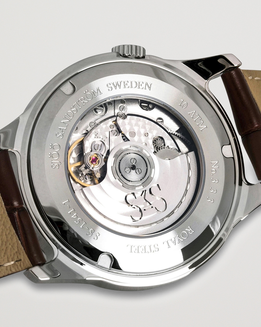 Mies | Sjöö Sandström Royal Steel Classic 41mm Ivory and Brown Alligator | Sjöö Sandström | Royal Steel Classic 41mm Ivory and Brown Alligator