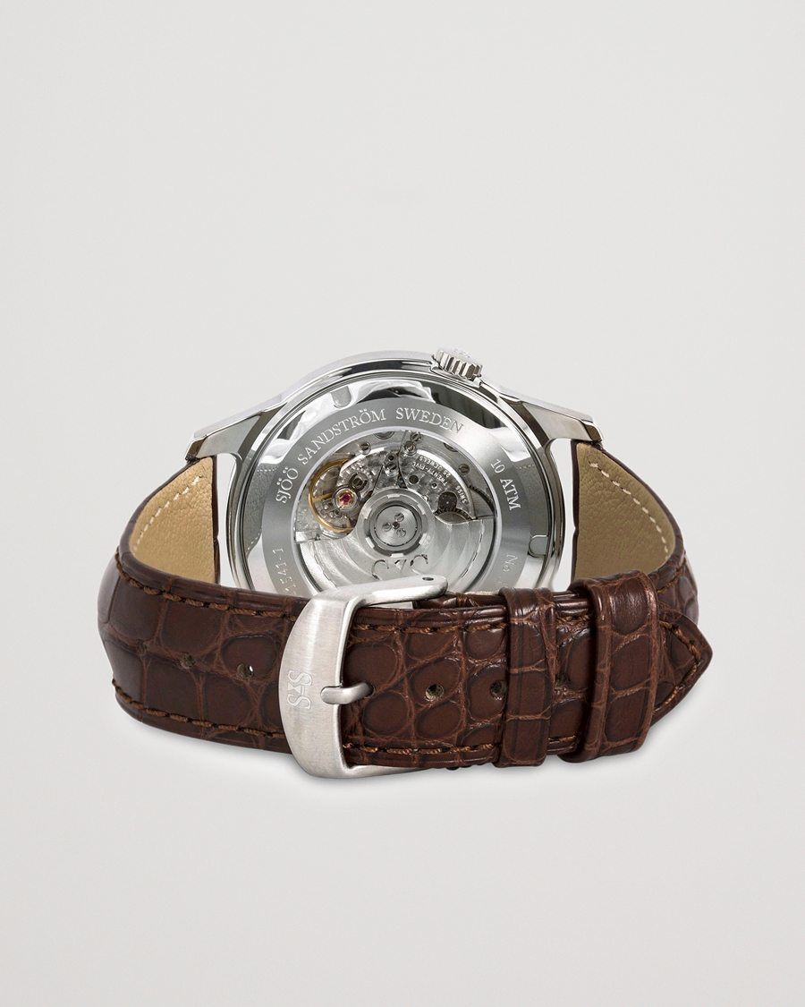 Mies | Sjöö Sandström Royal Steel Classic 41mm Ivory and Brown Alligator | Sjöö Sandström | Royal Steel Classic 41mm Ivory and Brown Alligator