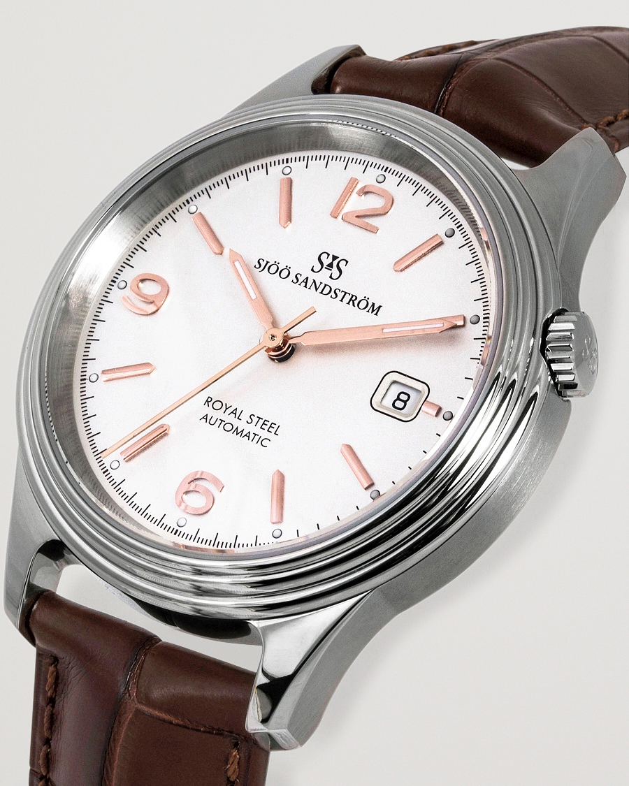 Mies | Sjöö Sandström Royal Steel Classic 41mm Ivory and Brown Alligator | Sjöö Sandström | Royal Steel Classic 41mm Ivory and Brown Alligator