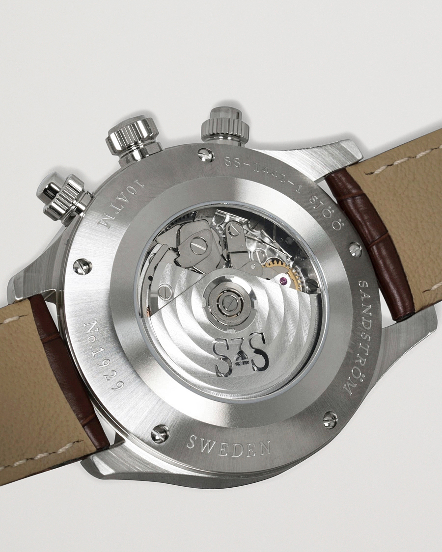 Mies | Sjöö Sandström Royal Steel Chronograph 42mm Ivory/Brown Alligator | Sjöö Sandström | Royal Steel Chronograph 42mm Ivory/Brown Alligator