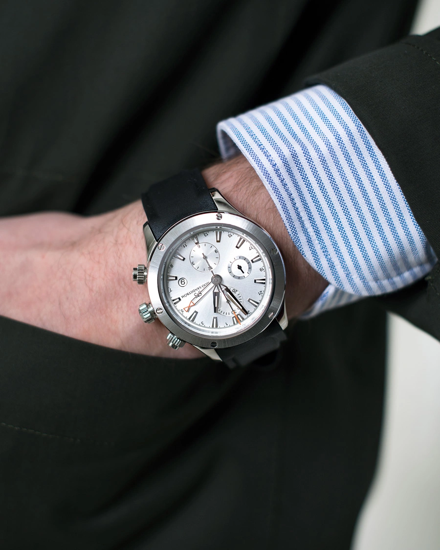Mies | Fine watches | Sjöö Sandström | UTC Extreme 44,2mm Silver and Black Rubber