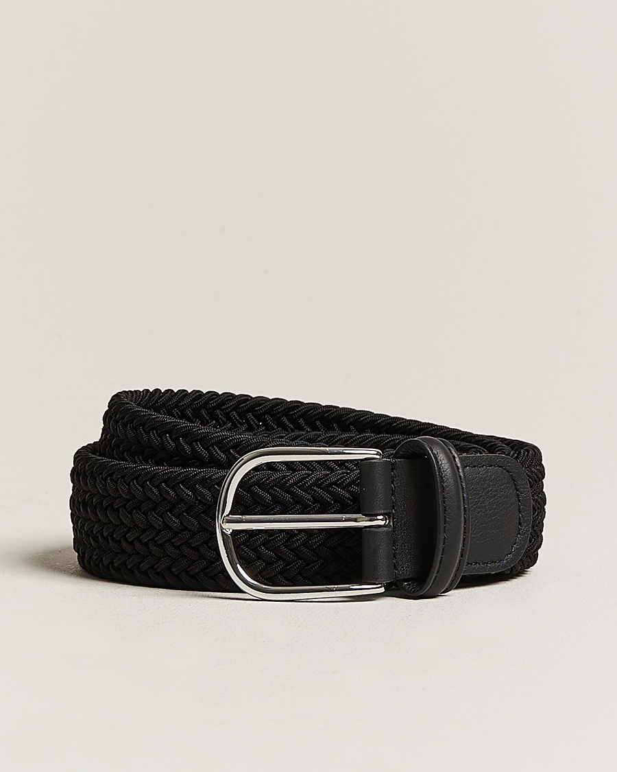 Mies | Arkipuku | Anderson's | Stretch Woven 3,5 cm Belt Black