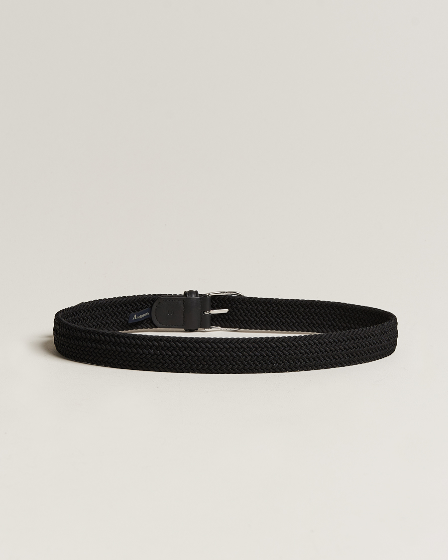 Mies | Italian Department | Anderson's | Stretch Woven 3,5 cm Belt Black