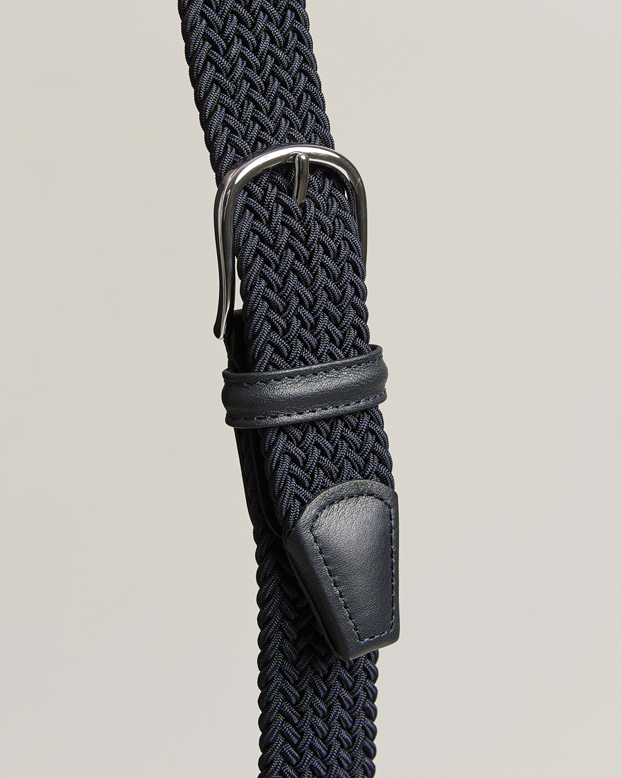 Mies | Vyöt | Anderson's | Stretch Woven 3,5 cm Belt Navy
