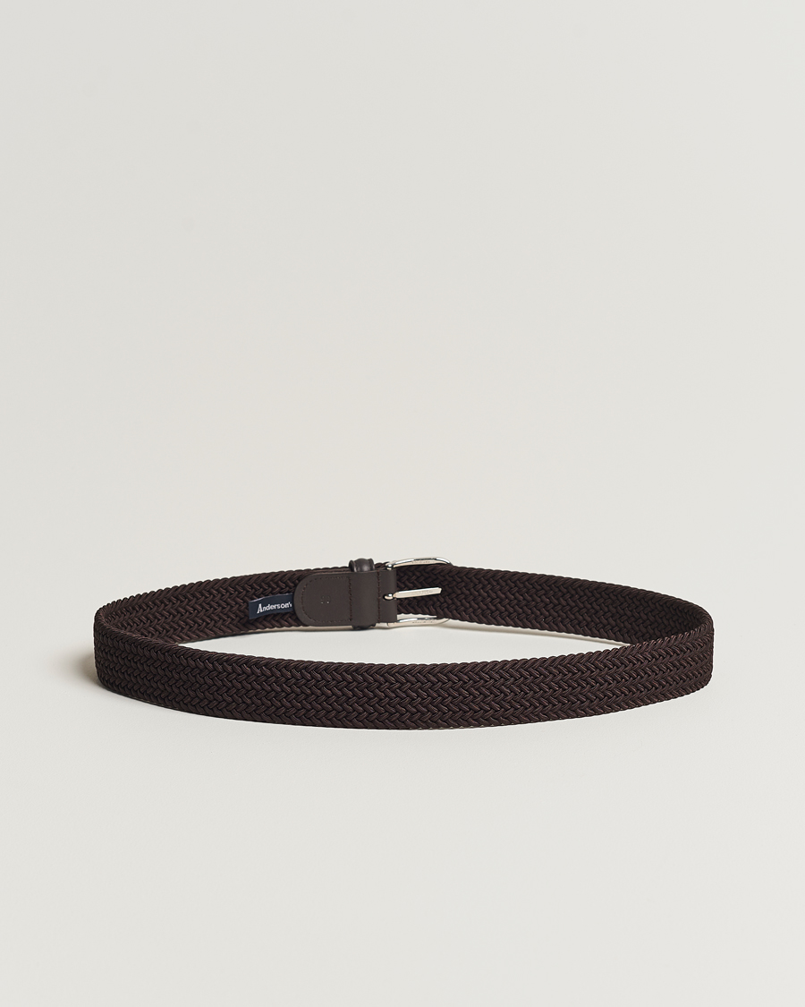 Mies | Vyöt | Anderson's | Stretch Woven 3,5 cm Belt Brown