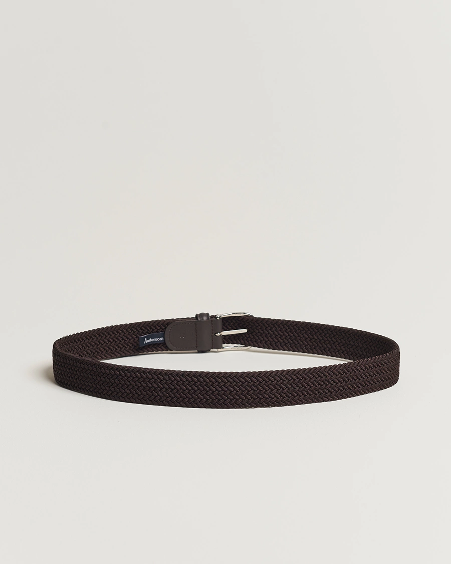 Mies | Vyöt | Anderson's | Stretch Woven 3,5 cm Belt Brown