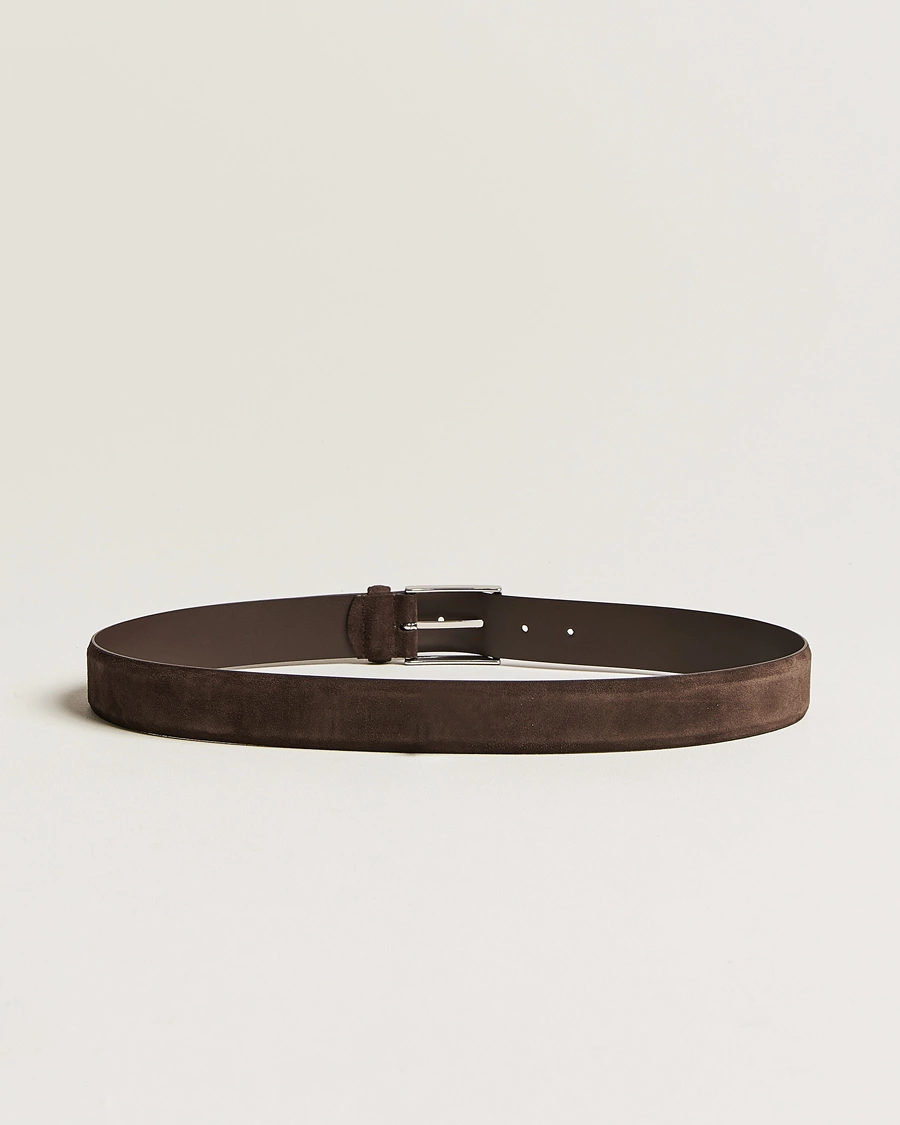 Mies |  | Anderson's | Calf Suede 3,5 cm Belt Dark Brown