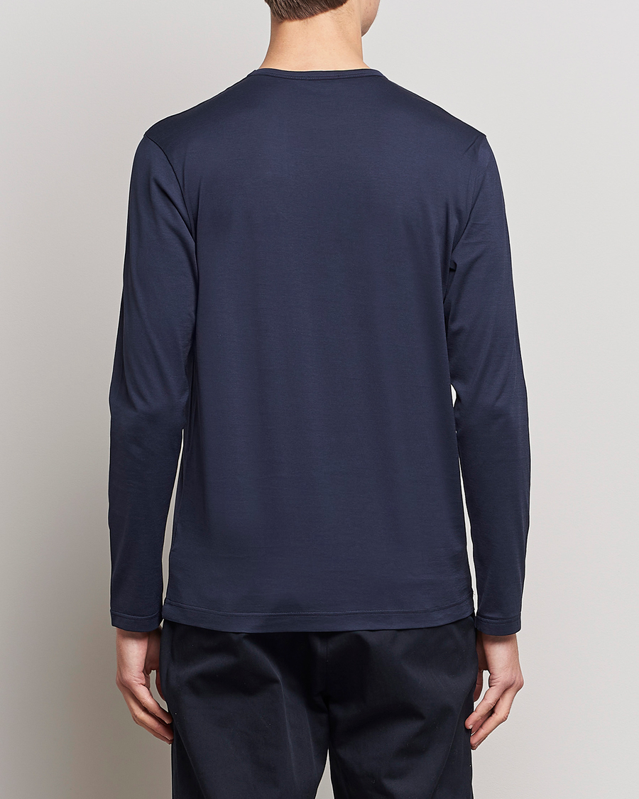Mies | T-paidat | Sunspel | Long Sleeve Crew Neck Cotton Tee Navy