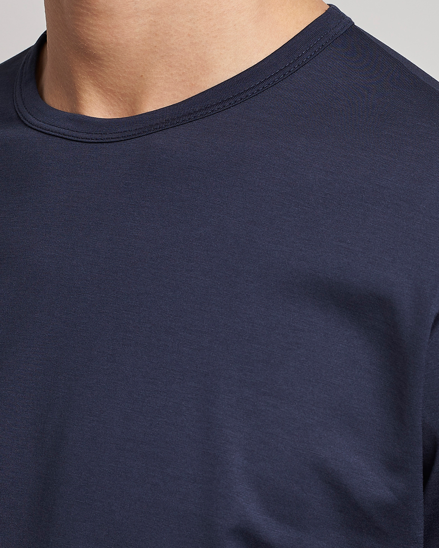 Mies | T-paidat | Sunspel | Long Sleeve Crew Neck Cotton Tee Navy