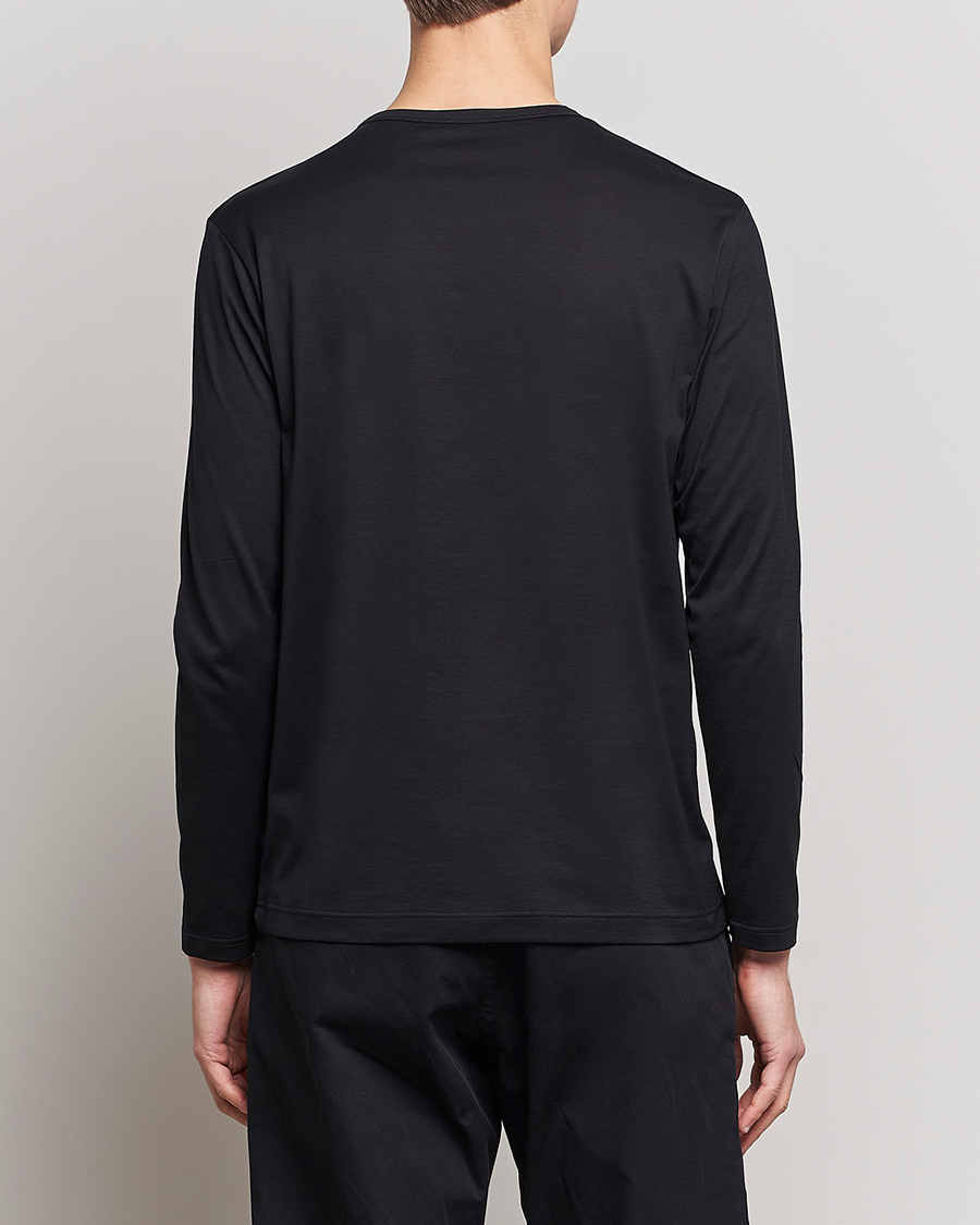 Mies | T-paidat | Sunspel | Long Sleeve Crew Neck Cotton Tee Black