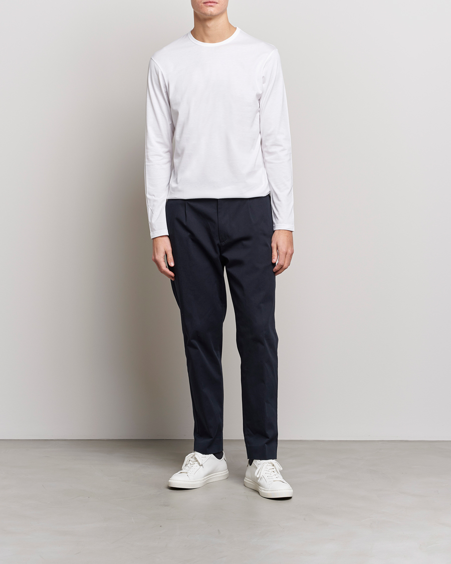 Mies | T-paidat | Sunspel | Long Sleeve Crew Neck Cotton Tee White