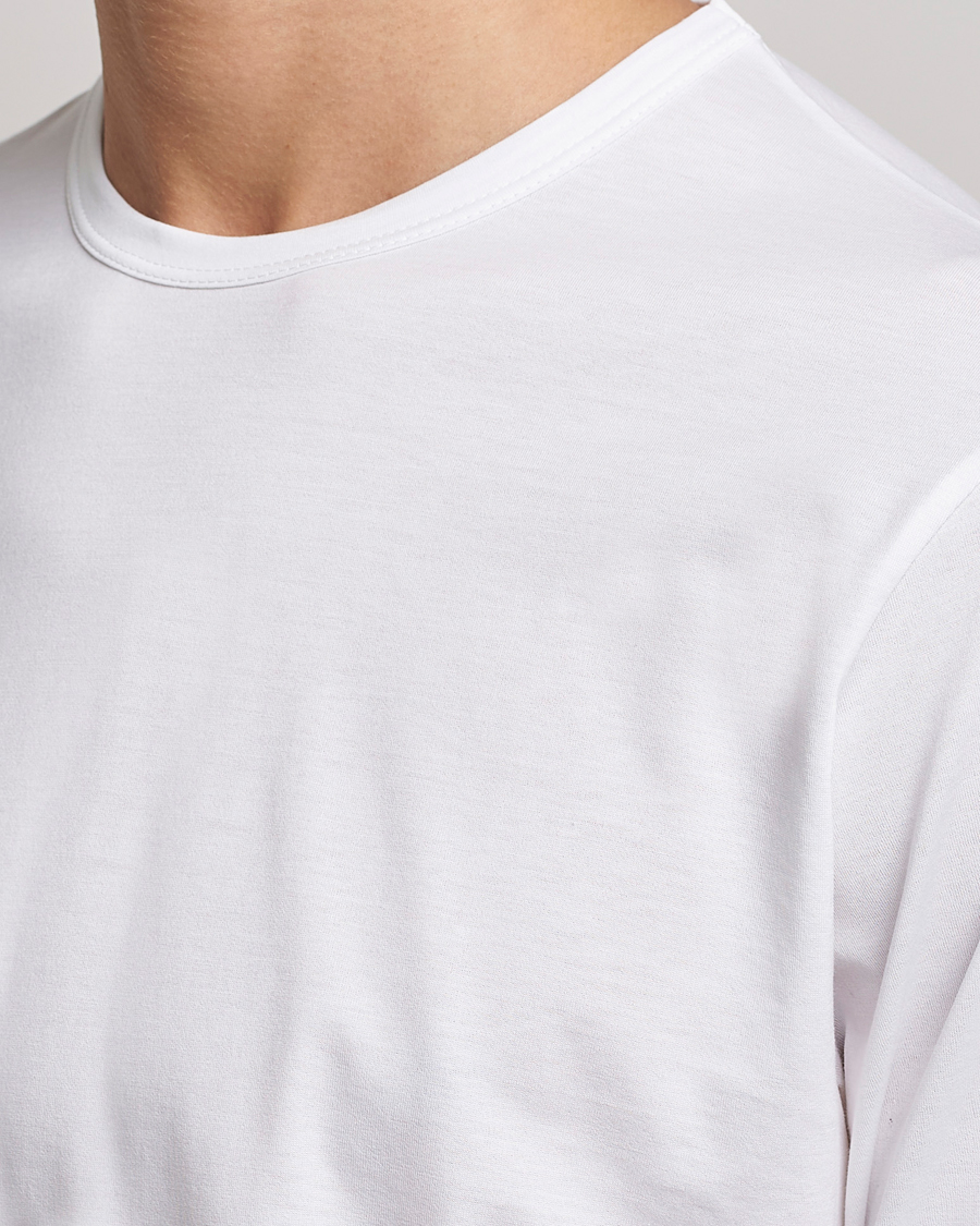 Mies | T-paidat | Sunspel | Long Sleeve Crew Neck Cotton Tee White