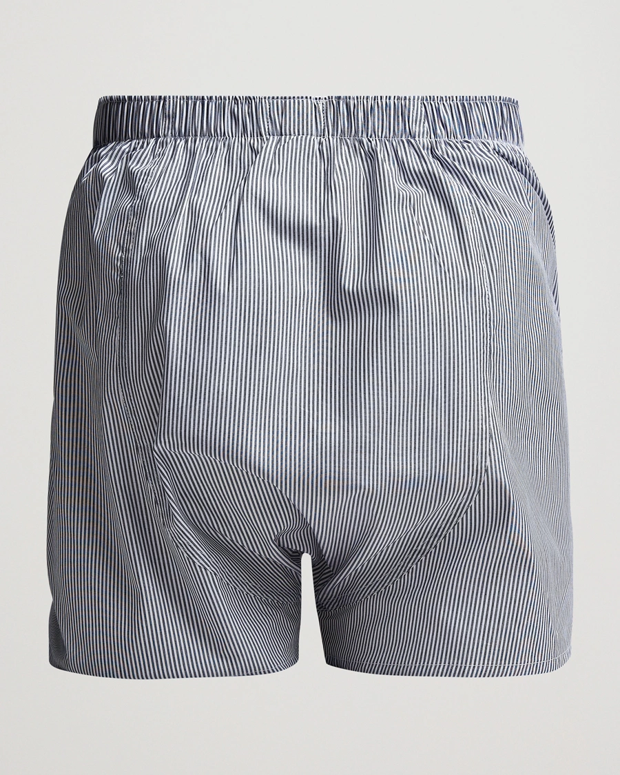 Mies | Vaatteet | Sunspel | Classic Woven Cotton Boxer Shorts White/Light Blue