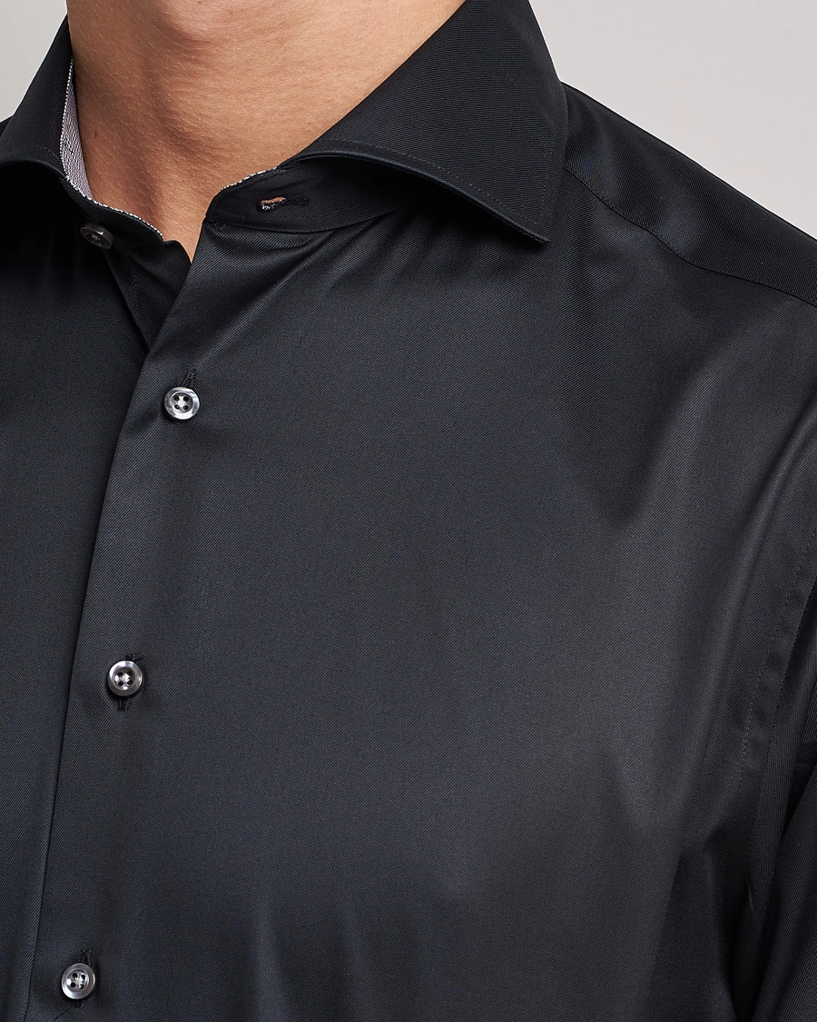 Mies | Kauluspaidat | Stenströms | Fitted Body Contrast Shirt Black
