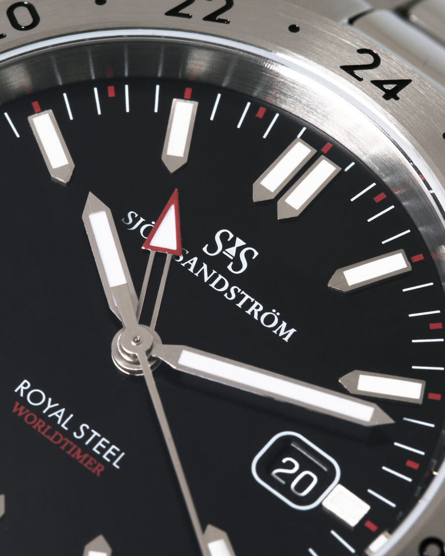 Mies | Sjöö Sandström Royal Steel Worldtimer 41mm Black with Steel | Sjöö Sandström | Royal Steel Worldtimer 41mm Black with Steel