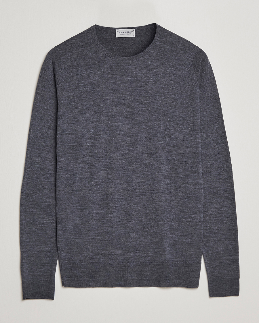 Mies | Puserot | John Smedley | Lundy Extra Fine Merino Crew Neck Charcoal