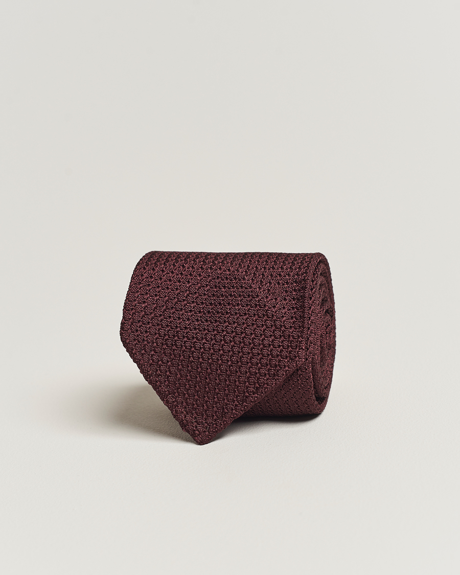 Mies | Solmiot | Drake's | Silk Grenadine Handrolled 8 cm Tie Wine Red