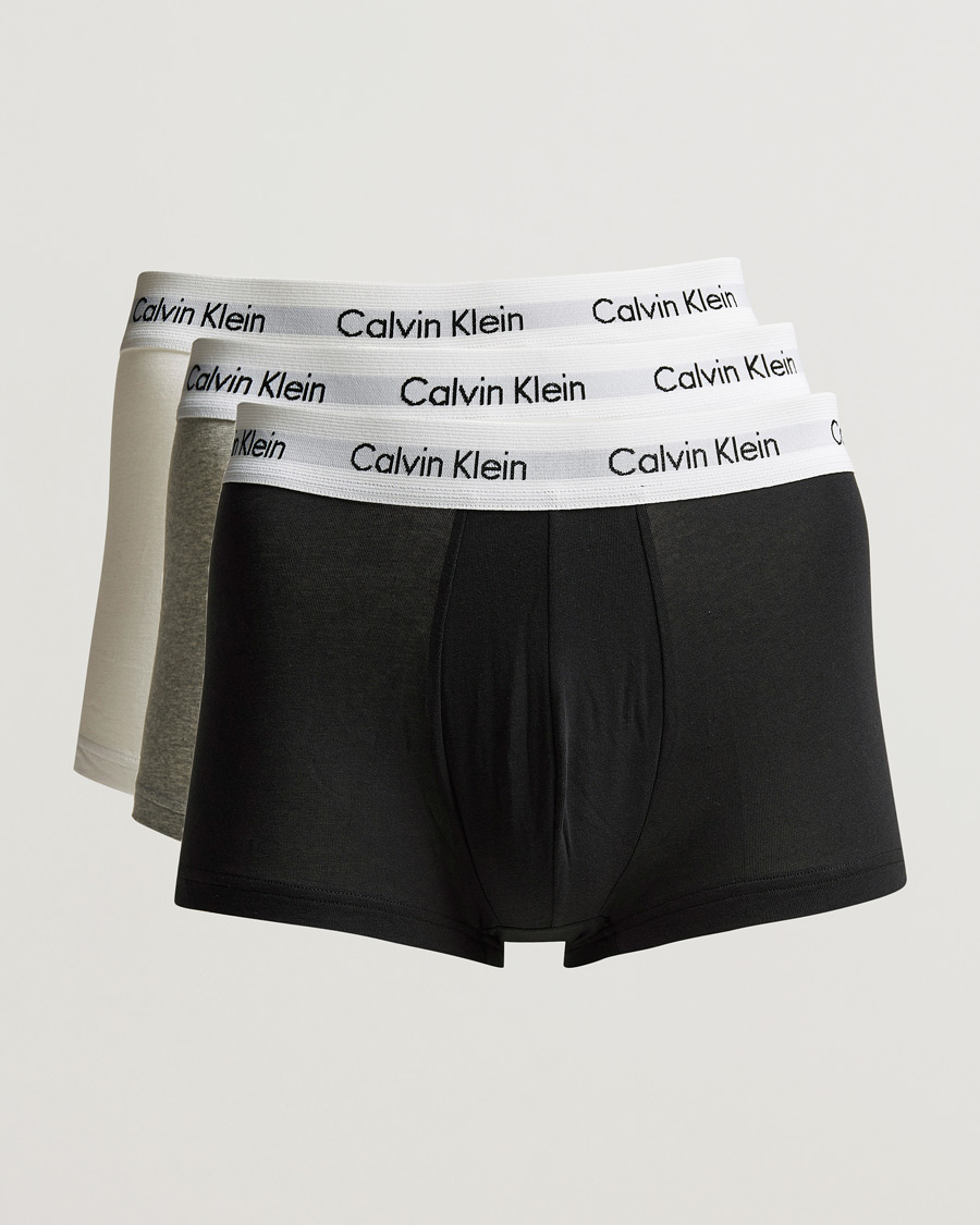 Miehet | Boxerit | Calvin Klein | Cotton Stretch Low Rise Trunk 3-Pack Black/White/Grey