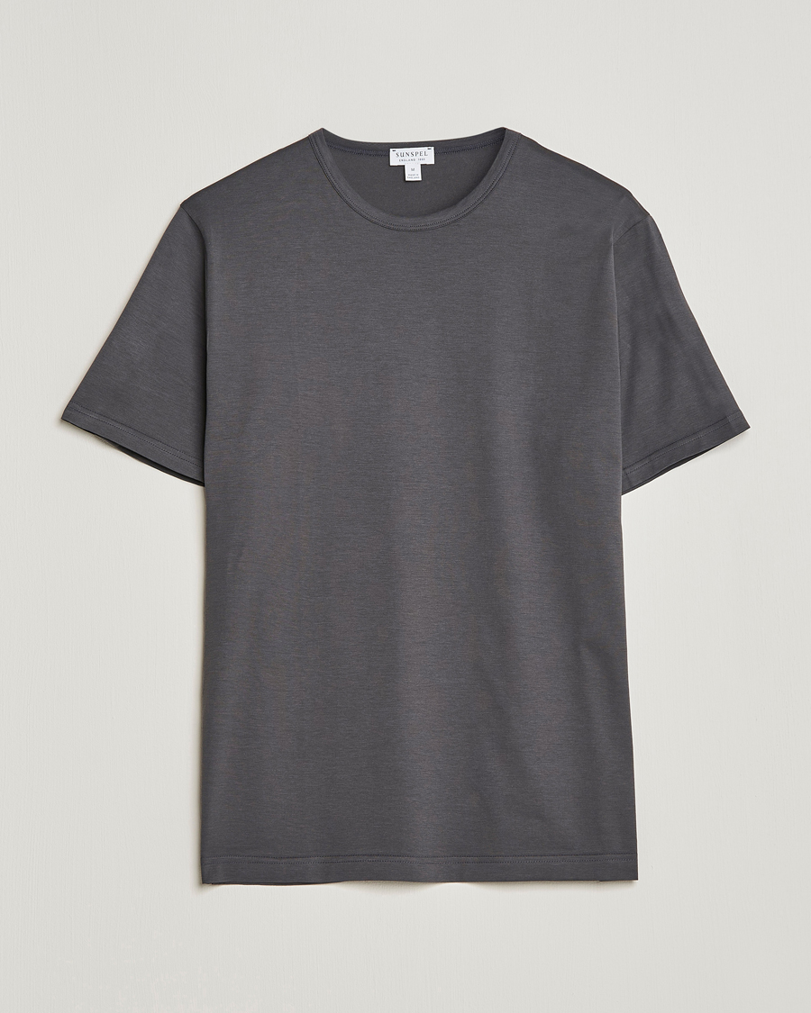 Mies |  | Sunspel | Crew Neck Cotton Tee Charcoal