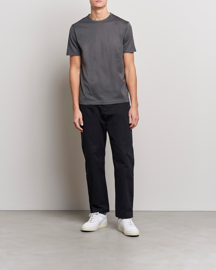 Mies | T-paidat | Sunspel | Crew Neck Cotton Tee Charcoal