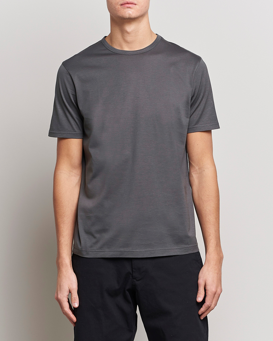 Mies | T-paidat | Sunspel | Crew Neck Q82 Cotton T-Shirt Charcoal