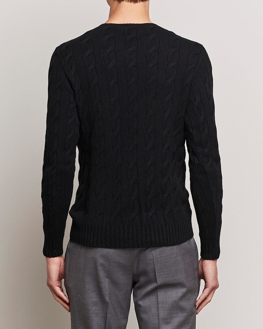 Mies | Puserot | Ralph Lauren Purple Label | Cashmere Cable Crew Neck Sweater Black