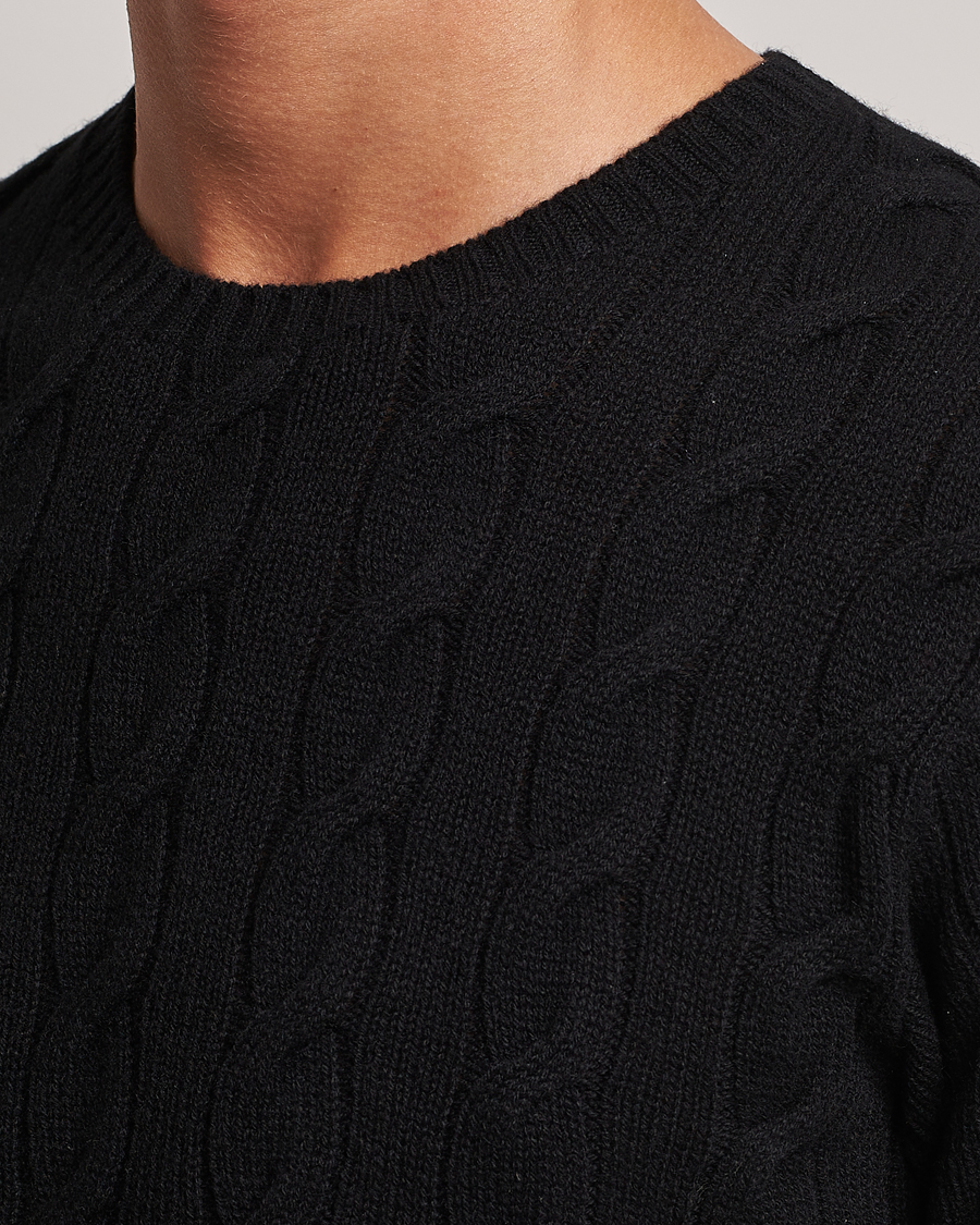 Mies | Puserot | Ralph Lauren Purple Label | Cashmere Cable Crew Neck Sweater Black